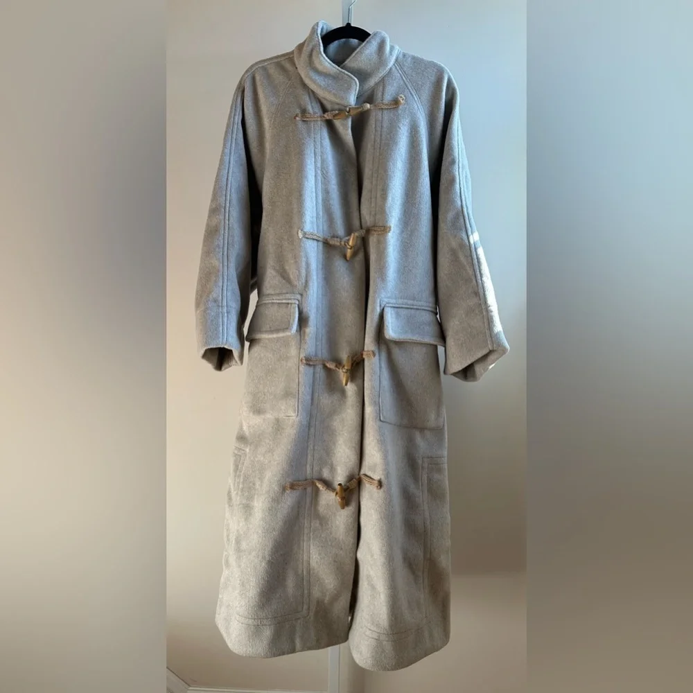 NWT Free People Alma Duffle Coat XS Heathered Coffee Grey Classic Oversized
